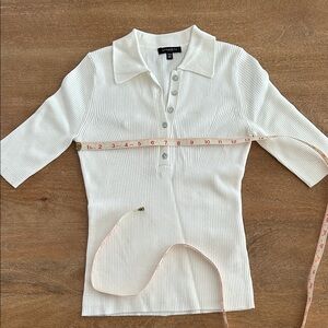 Dynamite White Ribbed Polo Top